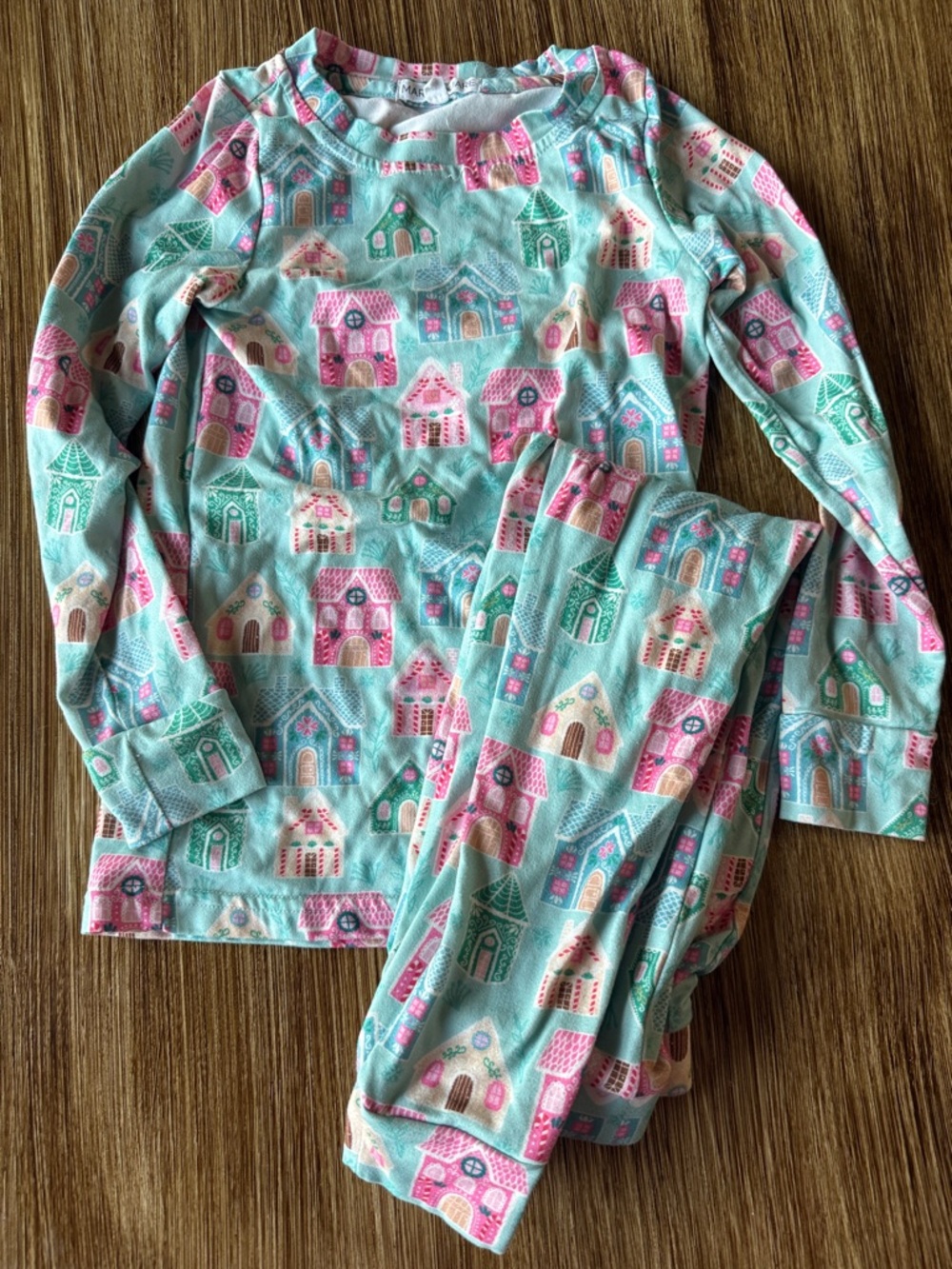 Girls Mint House-Print Long Sleeve Pajama Set